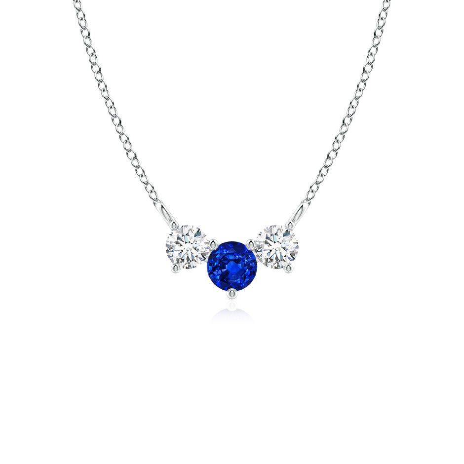 4mm AAAA Classic Sapphire and Diamond Necklace in White Gold 