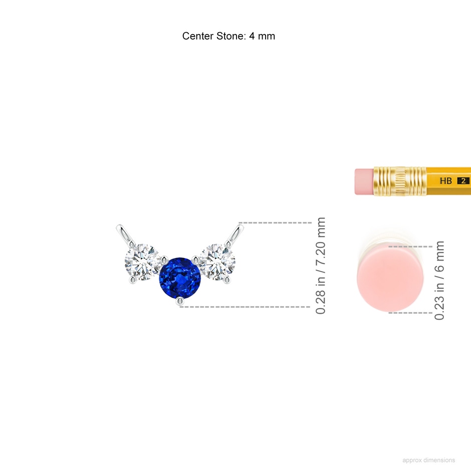 4mm AAAA Classic Sapphire and Diamond Necklace in White Gold ruler