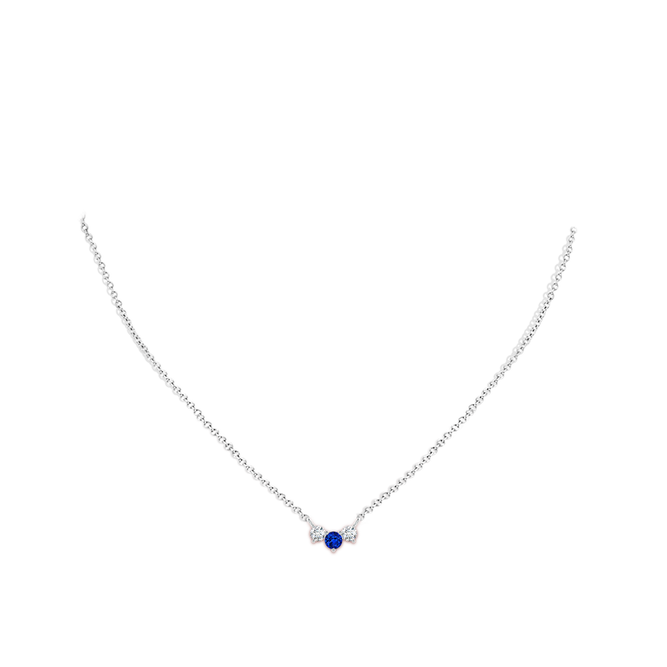 4mm AAAA Classic Sapphire and Diamond Necklace in White Gold pen