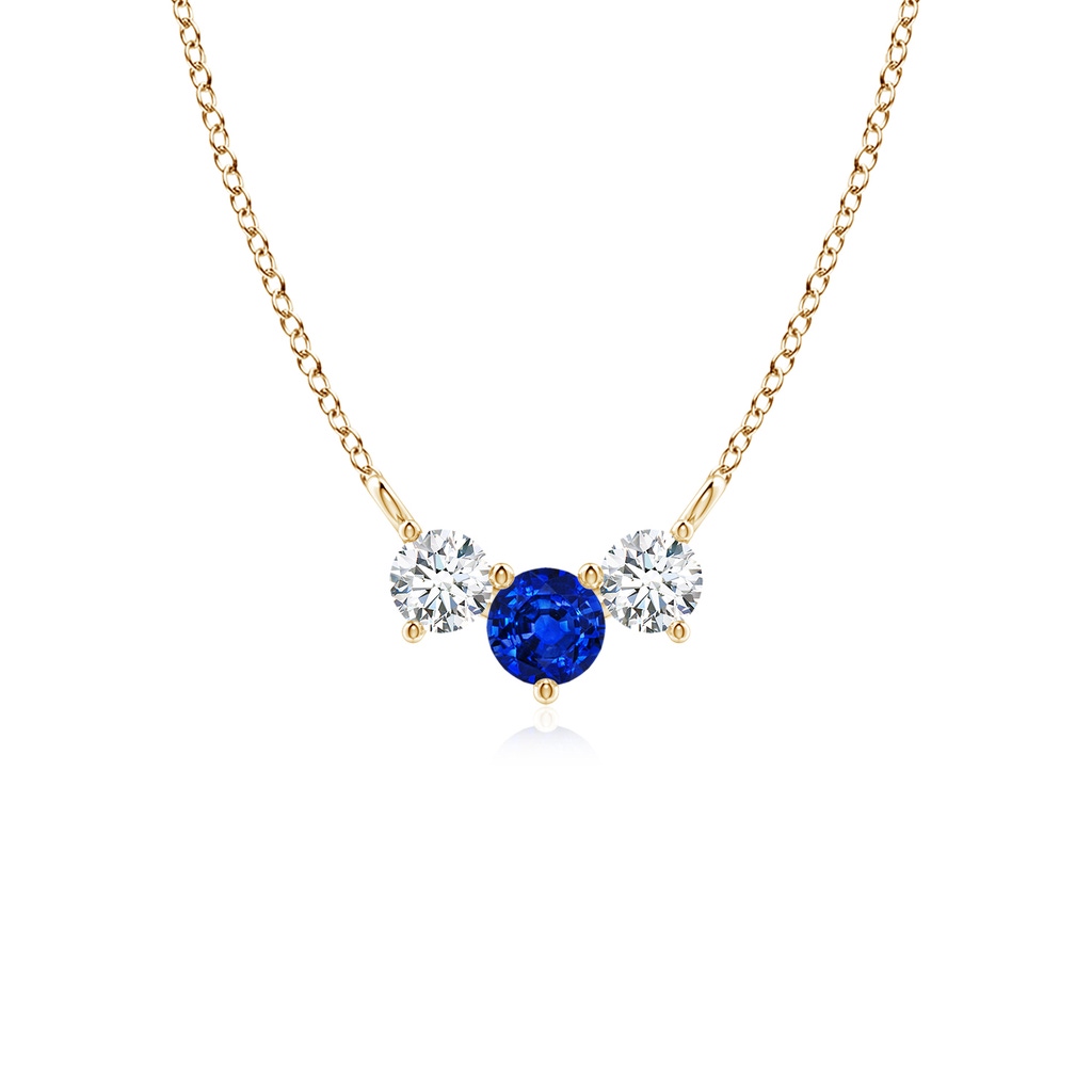 4mm AAAA Classic Sapphire and Diamond Necklace in Yellow Gold