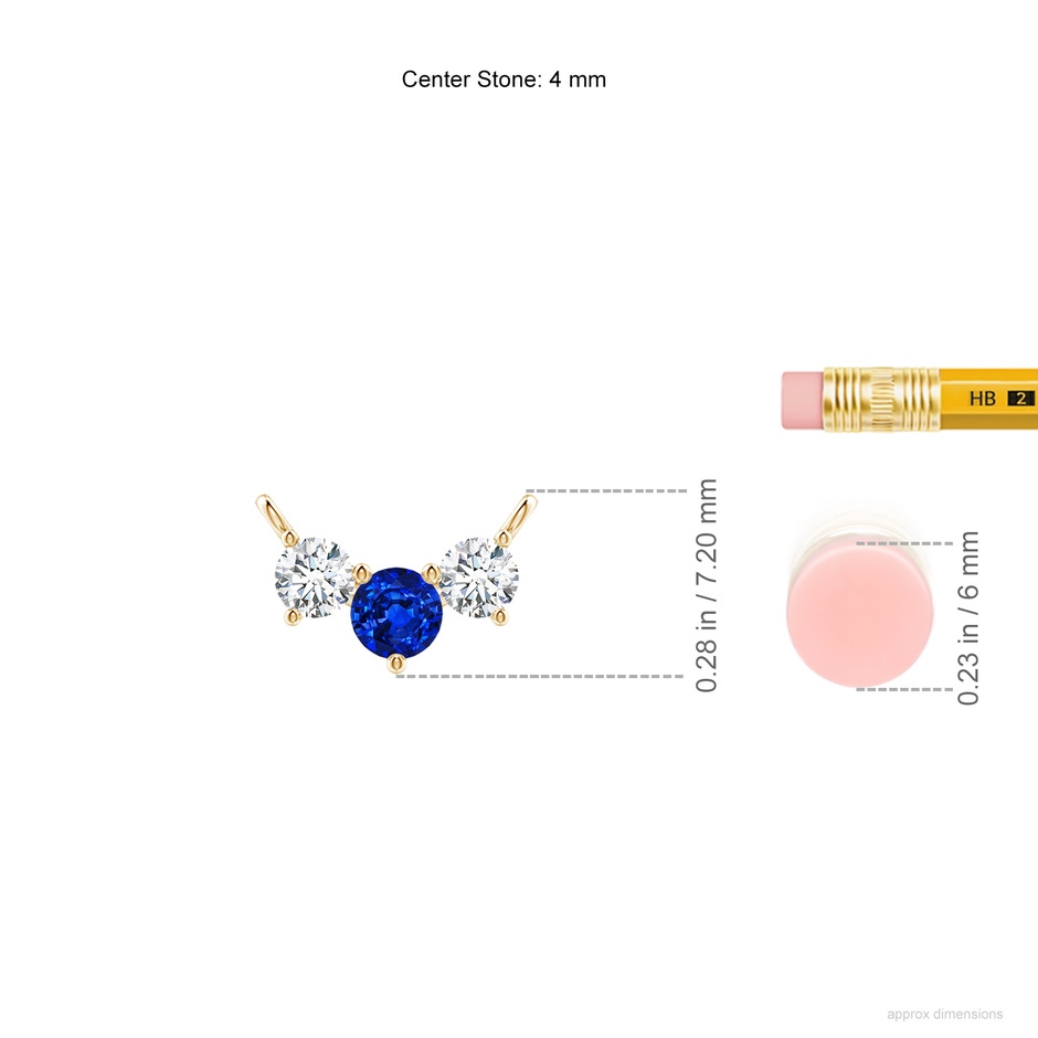 4mm AAAA Classic Sapphire and Diamond Necklace in Yellow Gold ruler