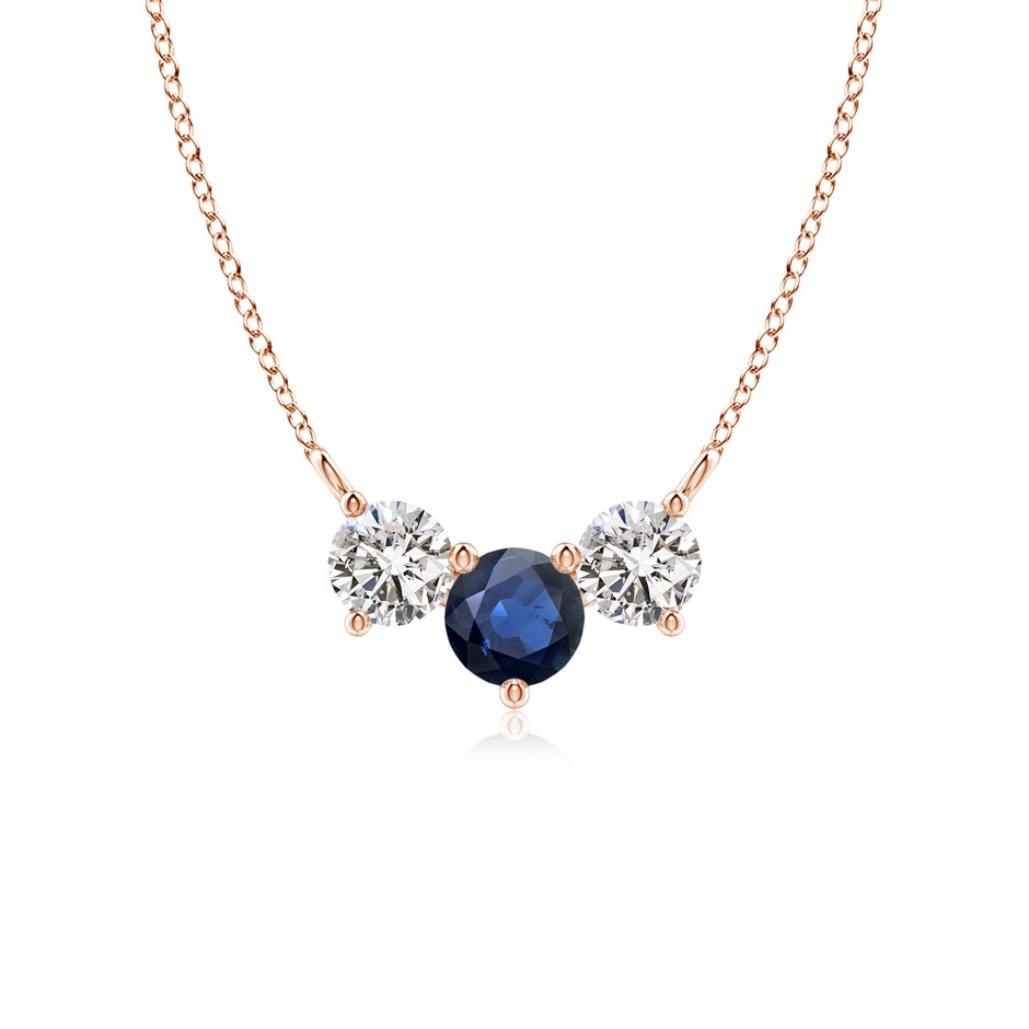 5mm AA Classic Sapphire and Diamond Necklace in Rose Gold 