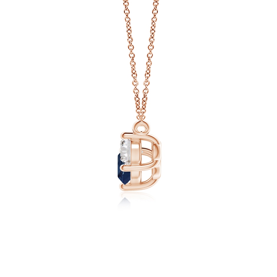 5mm AA Classic Sapphire and Diamond Necklace in Rose Gold side 199