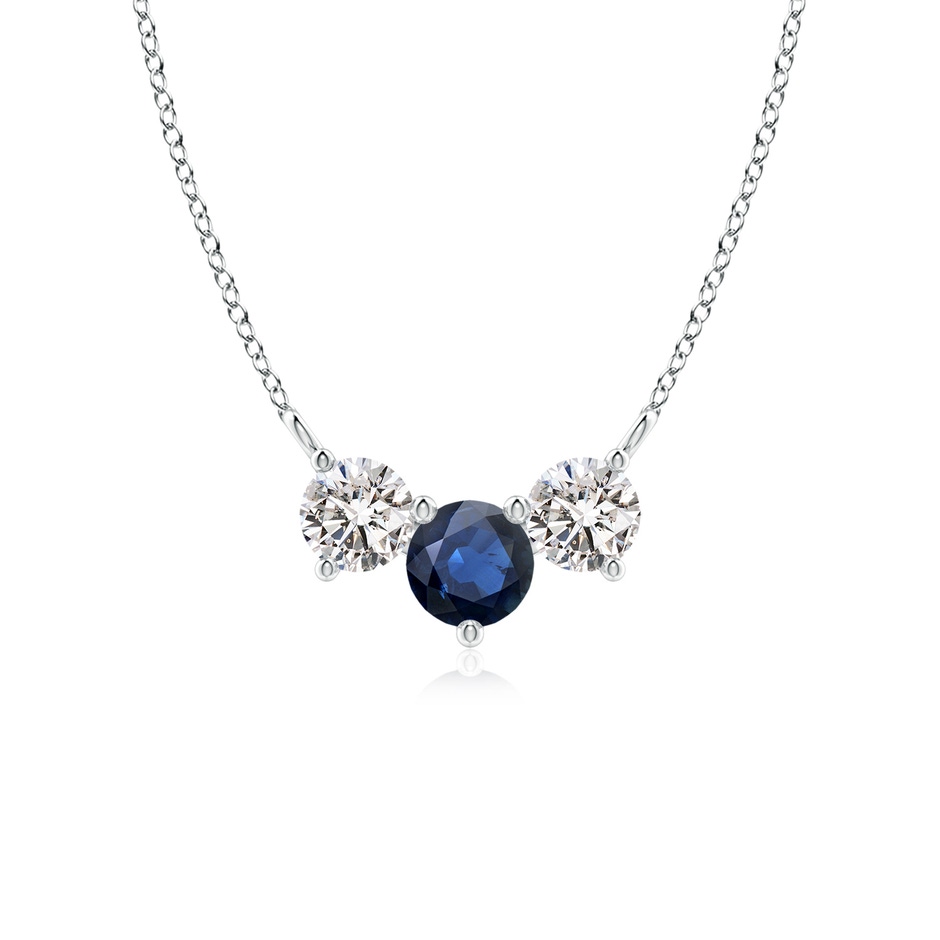 5mm AA Classic Sapphire and Diamond Necklace in White Gold 