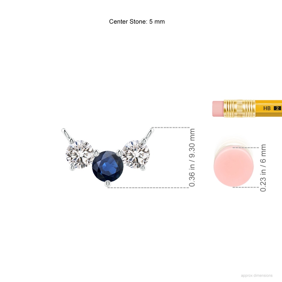 5mm AA Classic Sapphire and Diamond Necklace in White Gold ruler