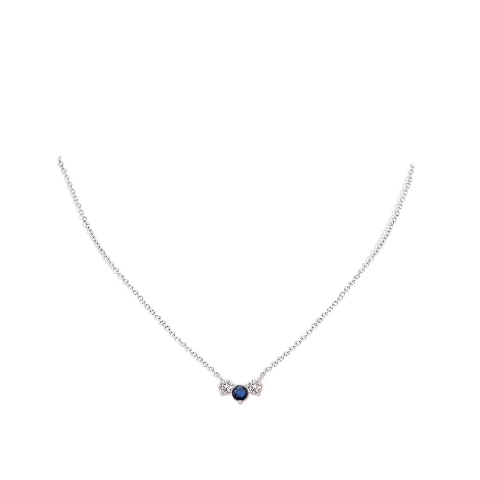 5mm AA Classic Sapphire and Diamond Necklace in White Gold pen