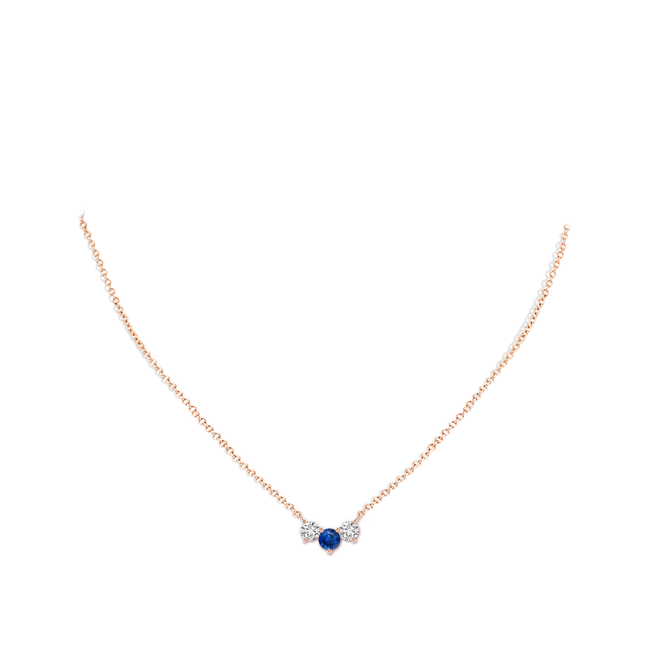 5mm AAA Classic Sapphire and Diamond Necklace in 18K Rose Gold pen
