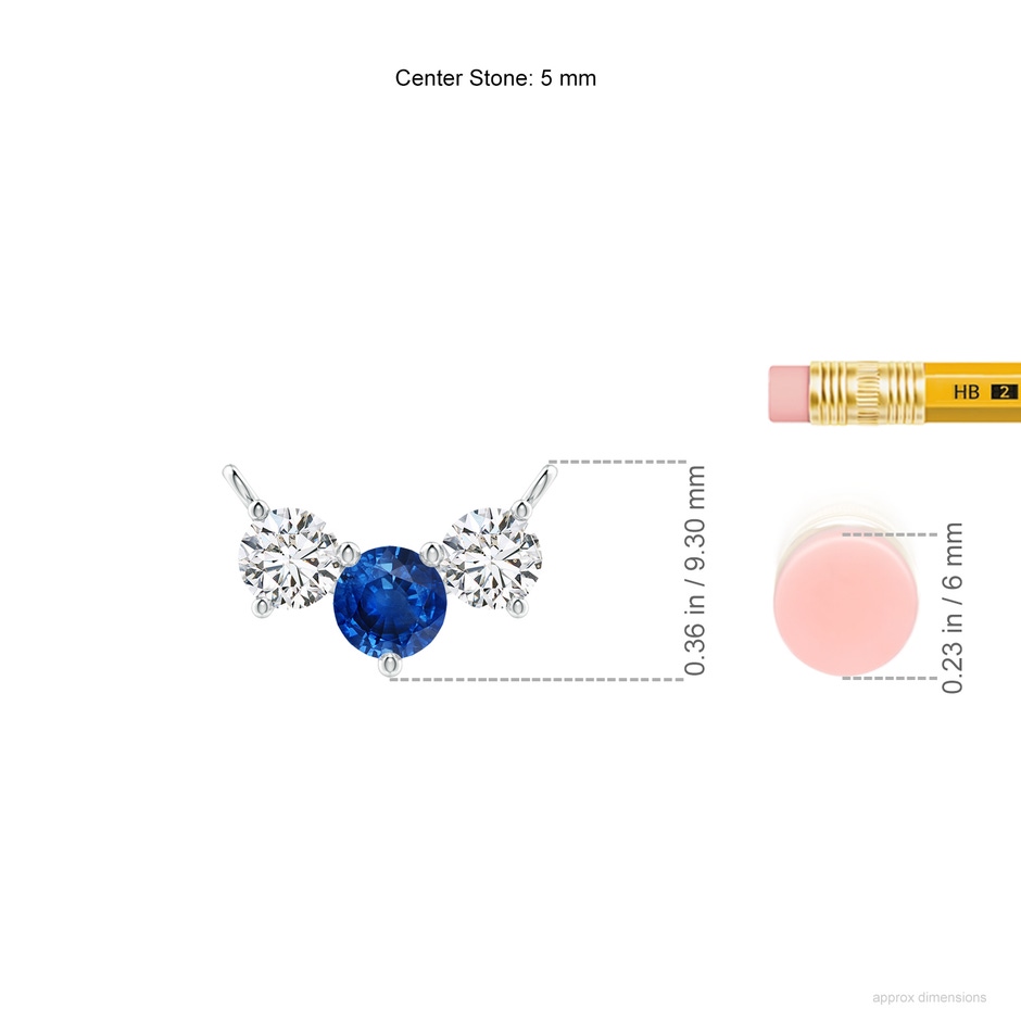 5mm AAA Classic Sapphire and Diamond Necklace in 18K White Gold ruler