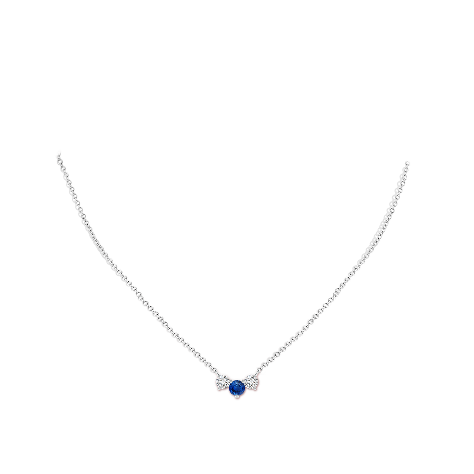 5mm AAA Classic Sapphire and Diamond Necklace in 18K White Gold pen