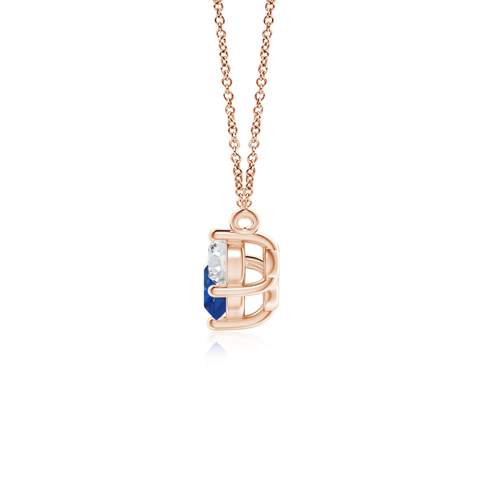 5mm AAA Classic Sapphire and Diamond Necklace in Rose Gold side 199