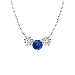 5mm AAA Classic Sapphire and Diamond Necklace in White Gold