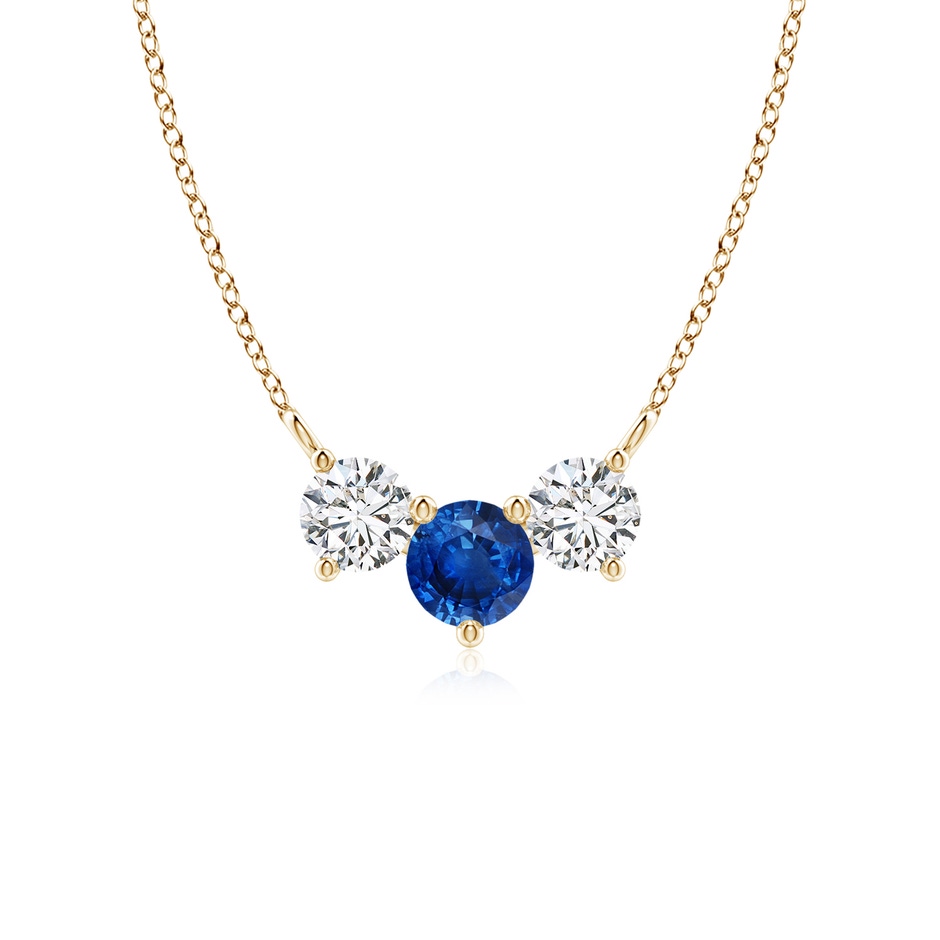 5mm AAA Classic Sapphire and Diamond Necklace in Yellow Gold 
