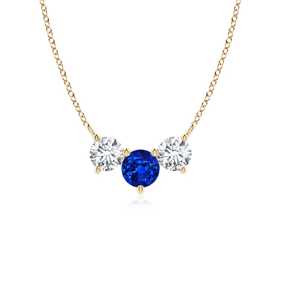 5mm AAAA Classic Sapphire and Diamond Necklace in 18K Yellow Gold 
