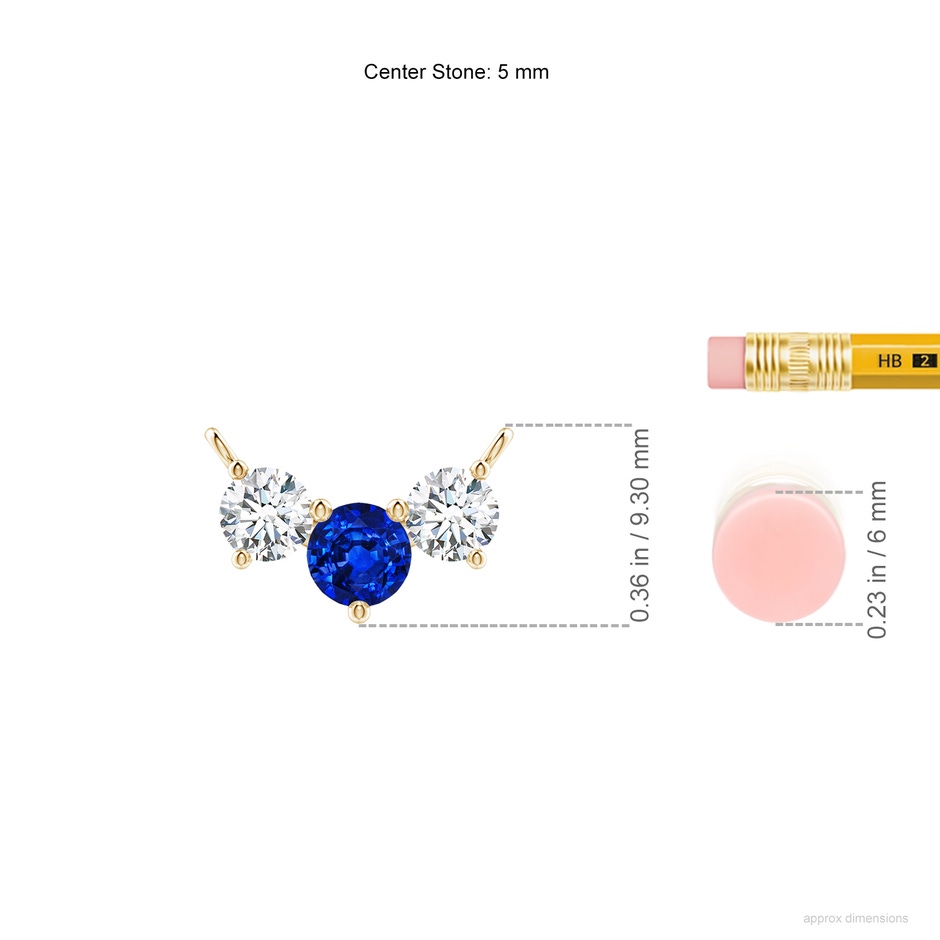 5mm AAAA Classic Sapphire and Diamond Necklace in 18K Yellow Gold ruler