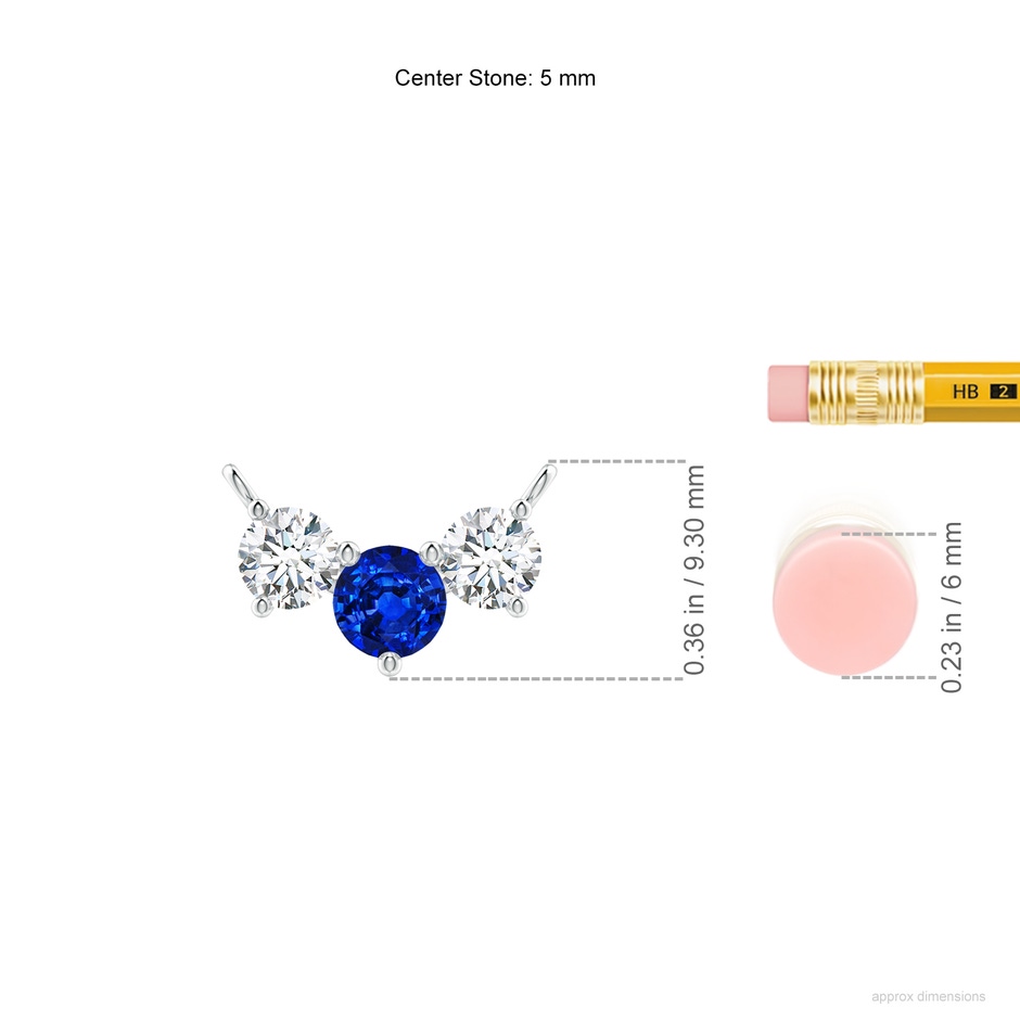 5mm AAAA Classic Sapphire and Diamond Necklace in P950 Platinum ruler