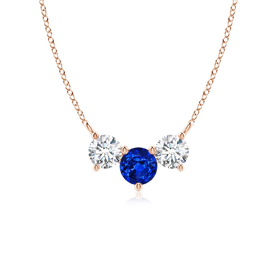 5mm AAAA Classic Sapphire and Diamond Necklace in Rose Gold 