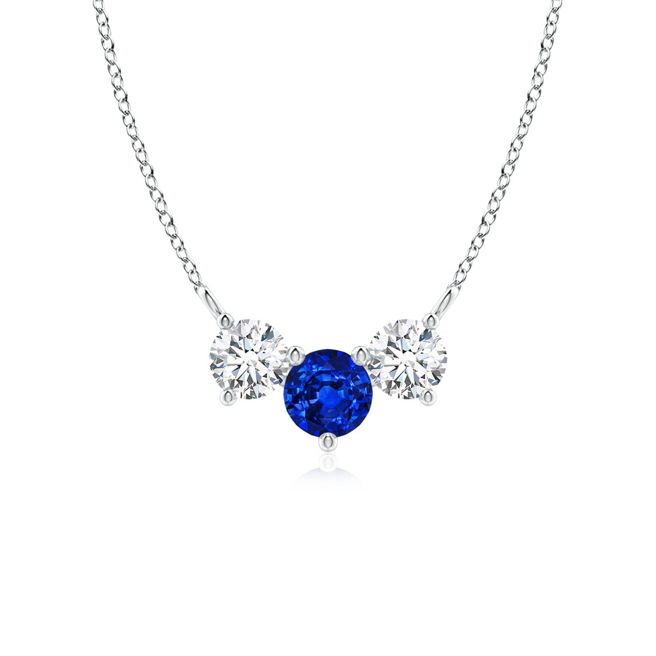 5mm AAAA Classic Sapphire and Diamond Necklace in White Gold 