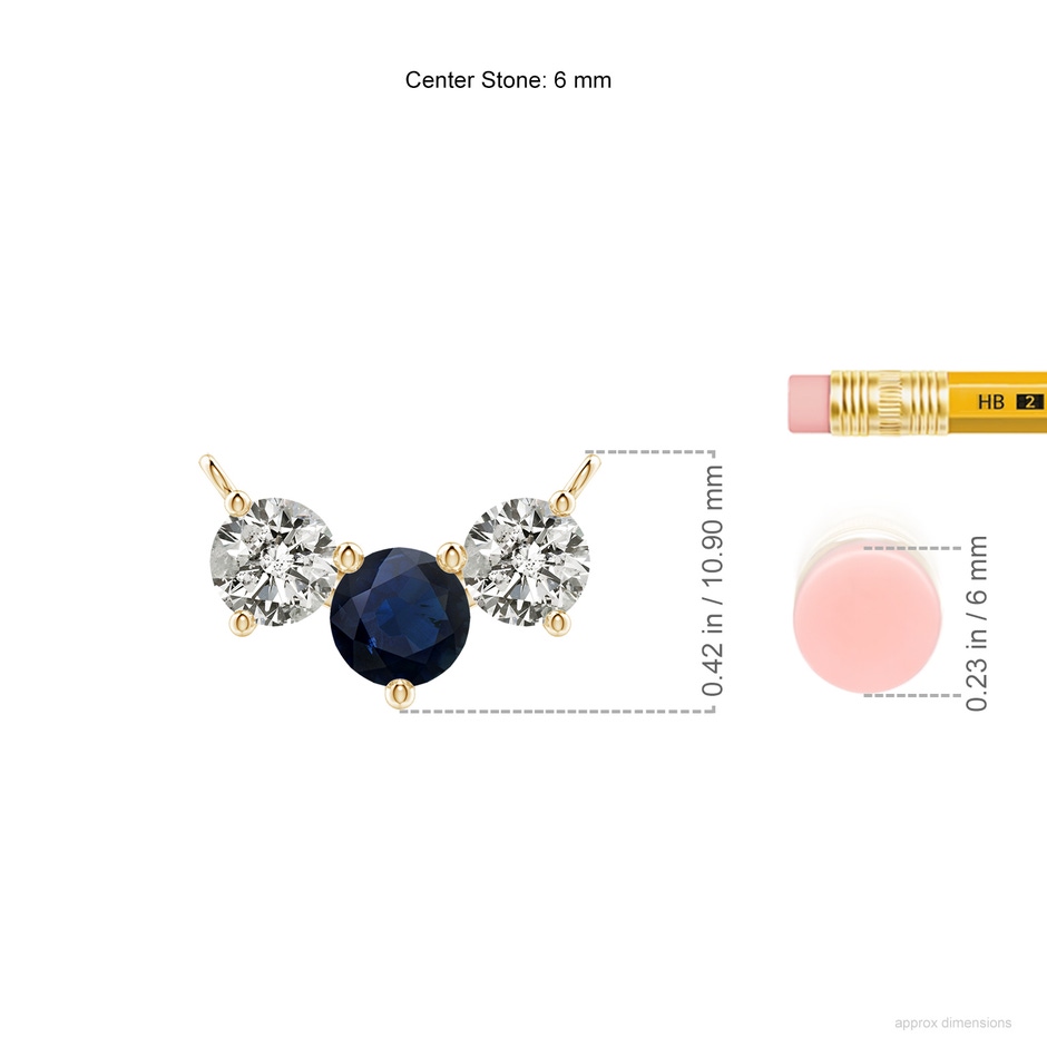 6mm A Classic Sapphire and Diamond Necklace in Yellow Gold ruler