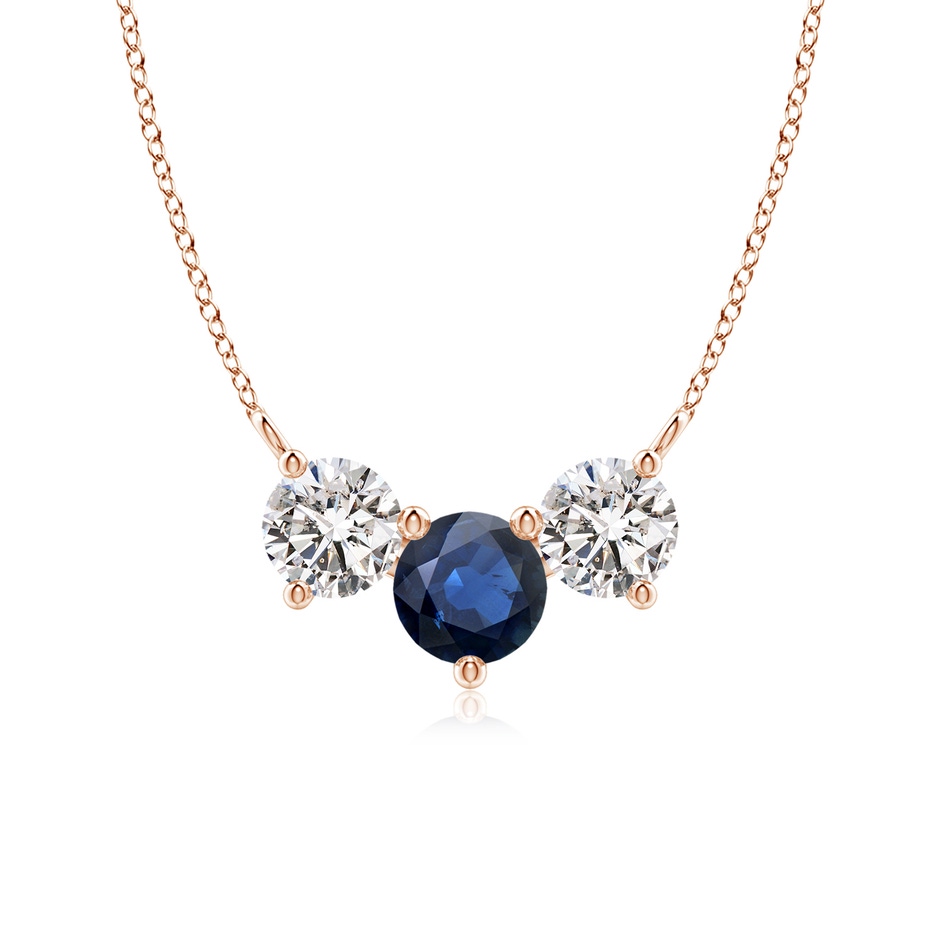 6mm AA Classic Sapphire and Diamond Necklace in 18K Rose Gold 