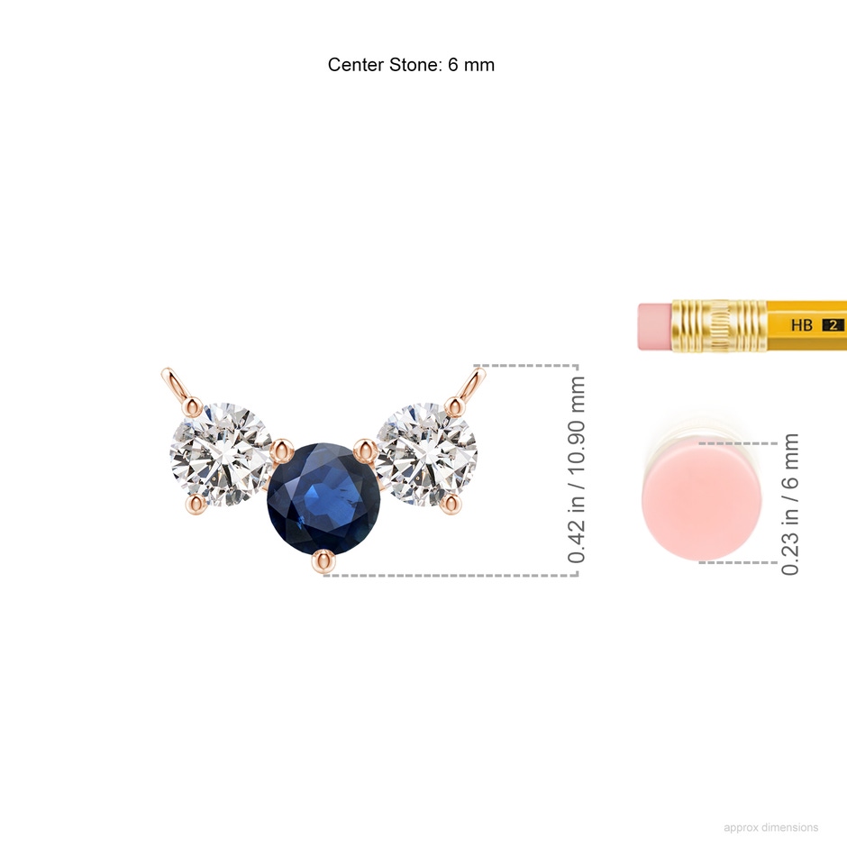 6mm AA Classic Sapphire and Diamond Necklace in 18K Rose Gold ruler