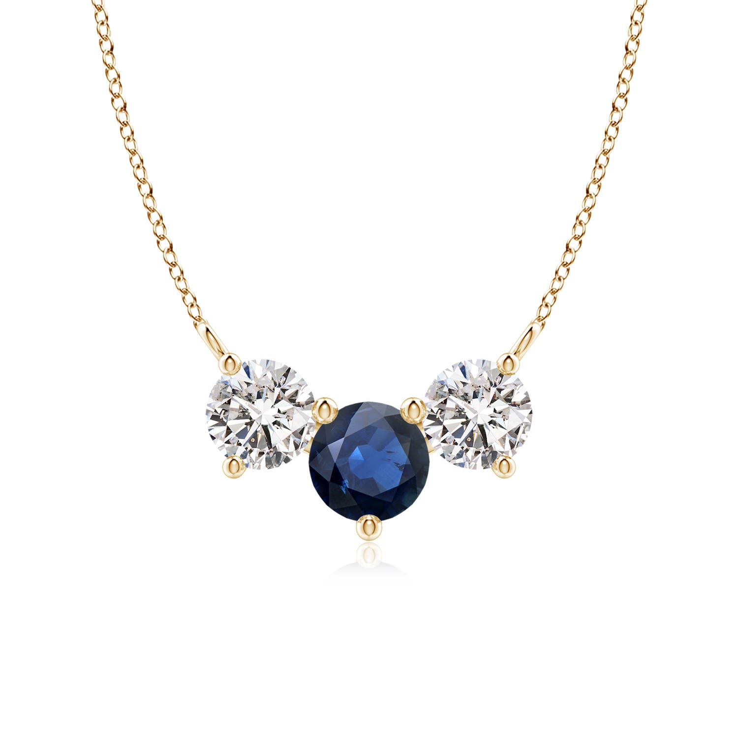6mm AA Classic Sapphire and Diamond Necklace in Yellow Gold