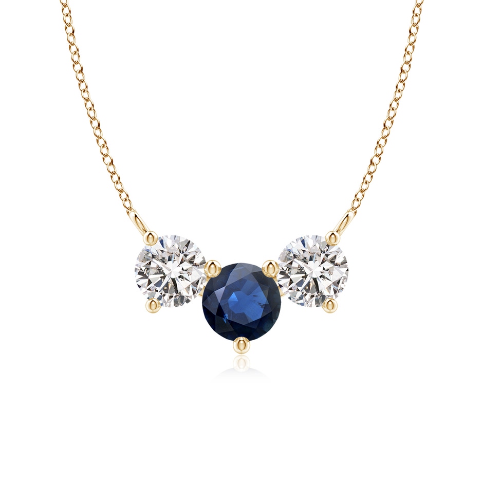6mm AA Classic Sapphire and Diamond Necklace in Yellow Gold 