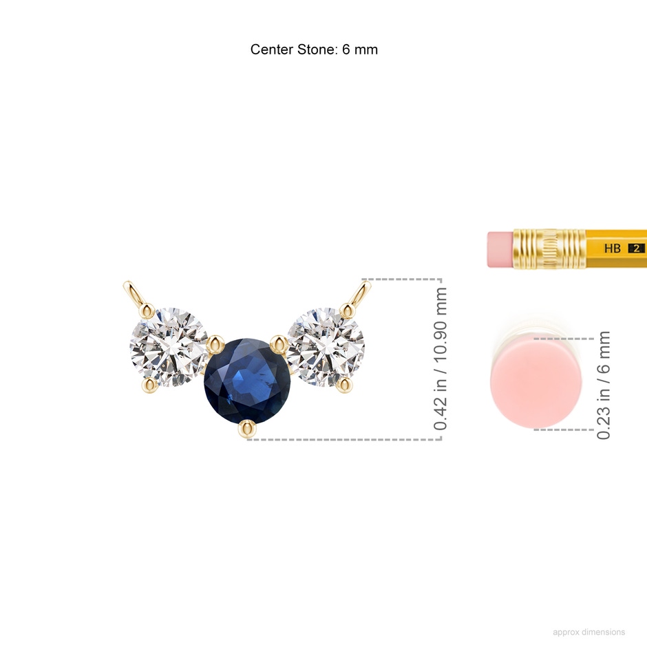 6mm AA Classic Sapphire and Diamond Necklace in Yellow Gold ruler