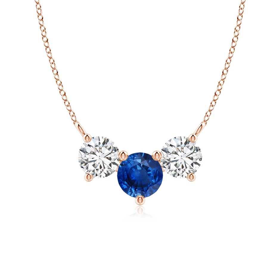 6mm AAA Classic Sapphire and Diamond Necklace in Rose Gold 