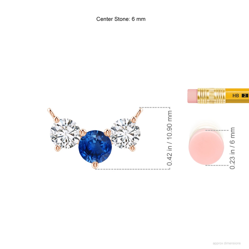 6mm AAA Classic Sapphire and Diamond Necklace in Rose Gold ruler