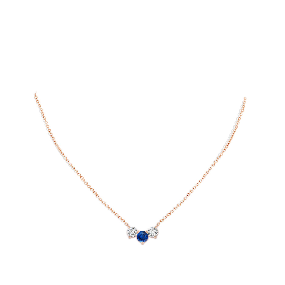 6mm AAA Classic Sapphire and Diamond Necklace in Rose Gold pen