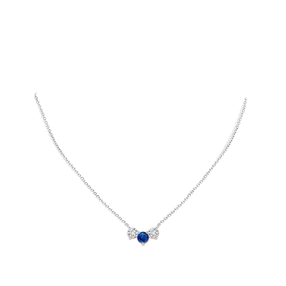 6mm AAA Classic Sapphire and Diamond Necklace in White Gold pen