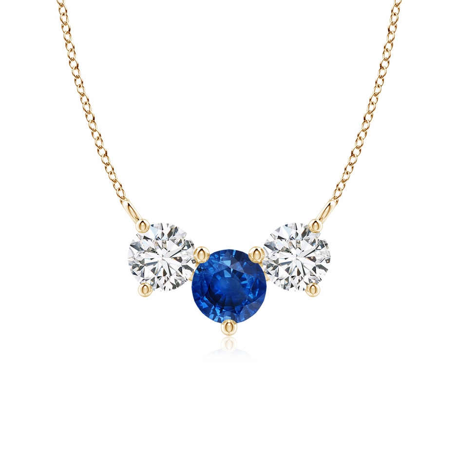 6mm AAA Classic Sapphire and Diamond Necklace in Yellow Gold 