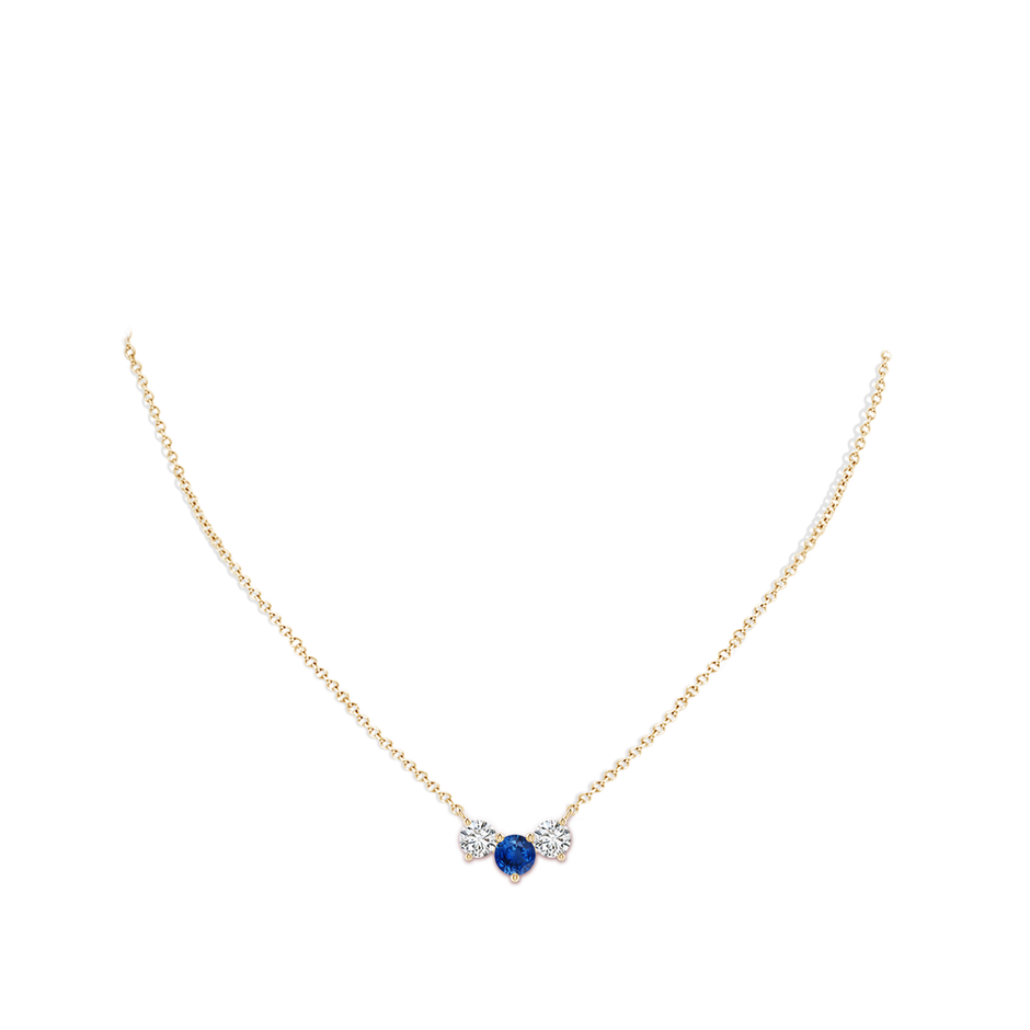 6mm AAA Classic Sapphire and Diamond Necklace in Yellow Gold pen