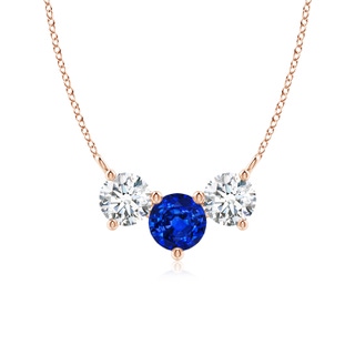 6mm AAAA Classic Sapphire and Diamond Necklace in 10K Rose Gold