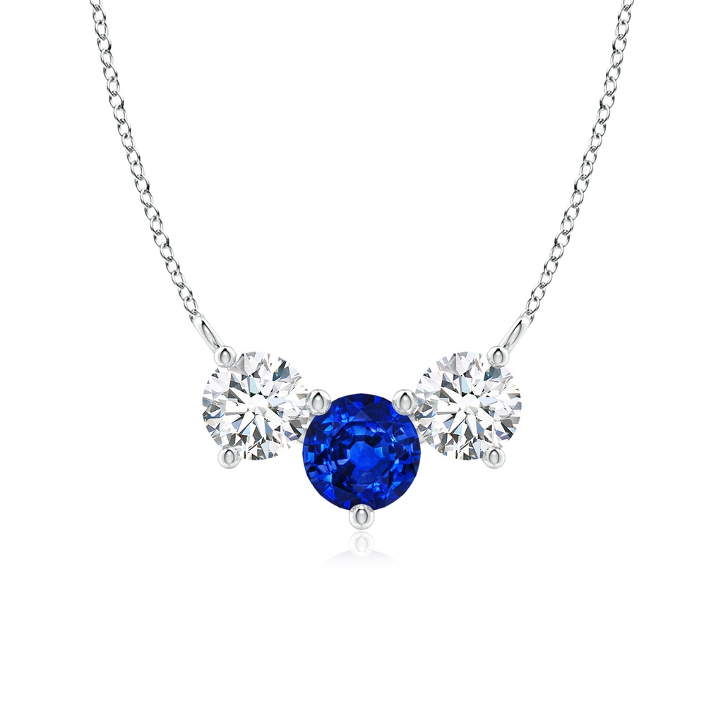6mm Lab-Grown Classic Sapphire and Diamond Necklace in 18K White Gold