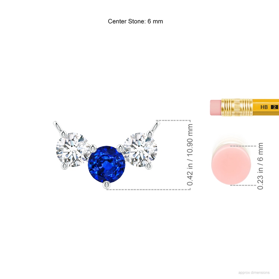 6mm Lab-Grown Classic Sapphire and Diamond Necklace in 18K White Gold ruler