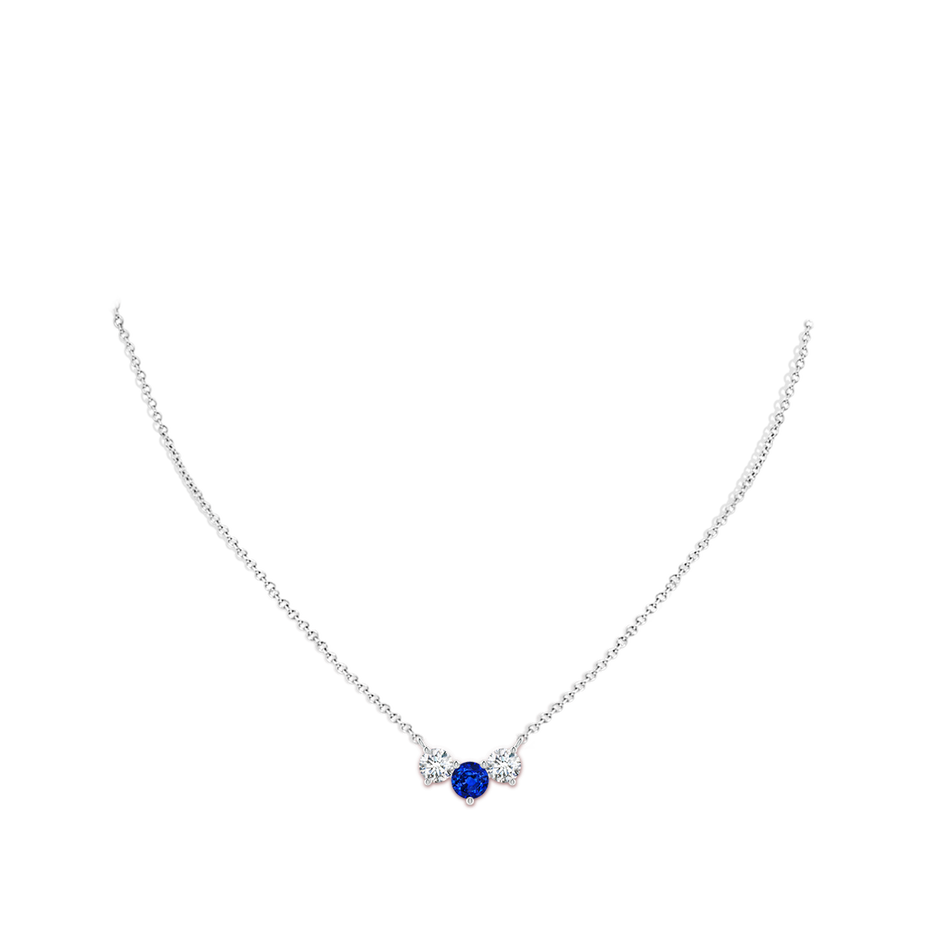 6mm Lab-Grown Classic Sapphire and Diamond Necklace in 18K White Gold pen