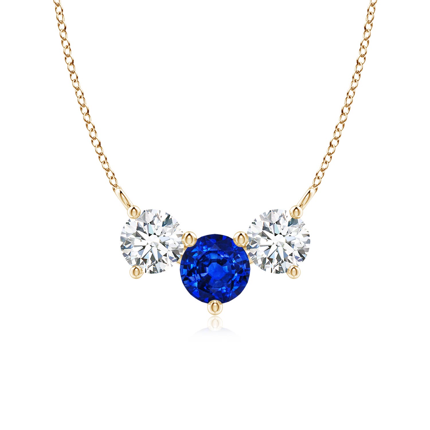 6mm AAAA Classic Sapphire and Diamond Necklace in 18K Yellow Gold
