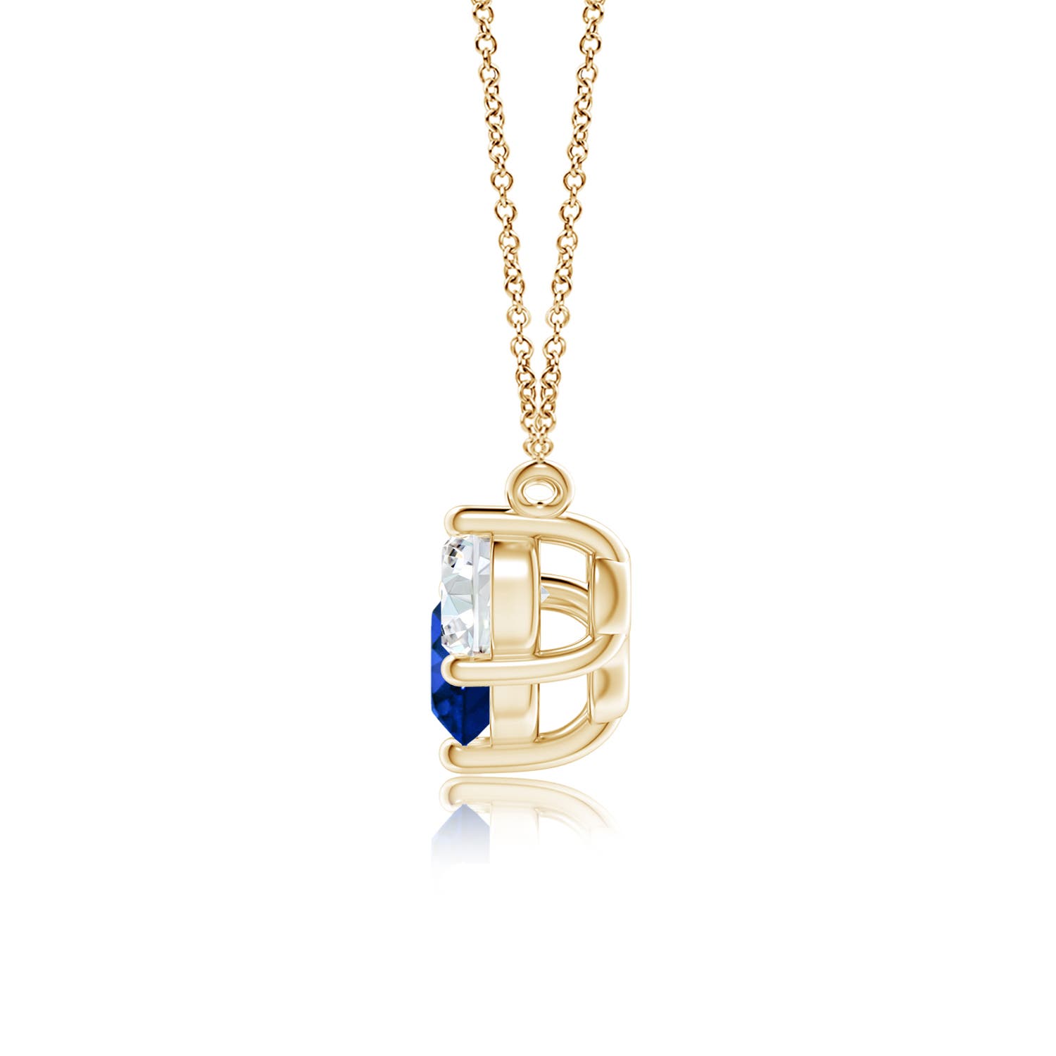 6mm AAAA Classic Sapphire and Diamond Necklace in 18K Yellow Gold