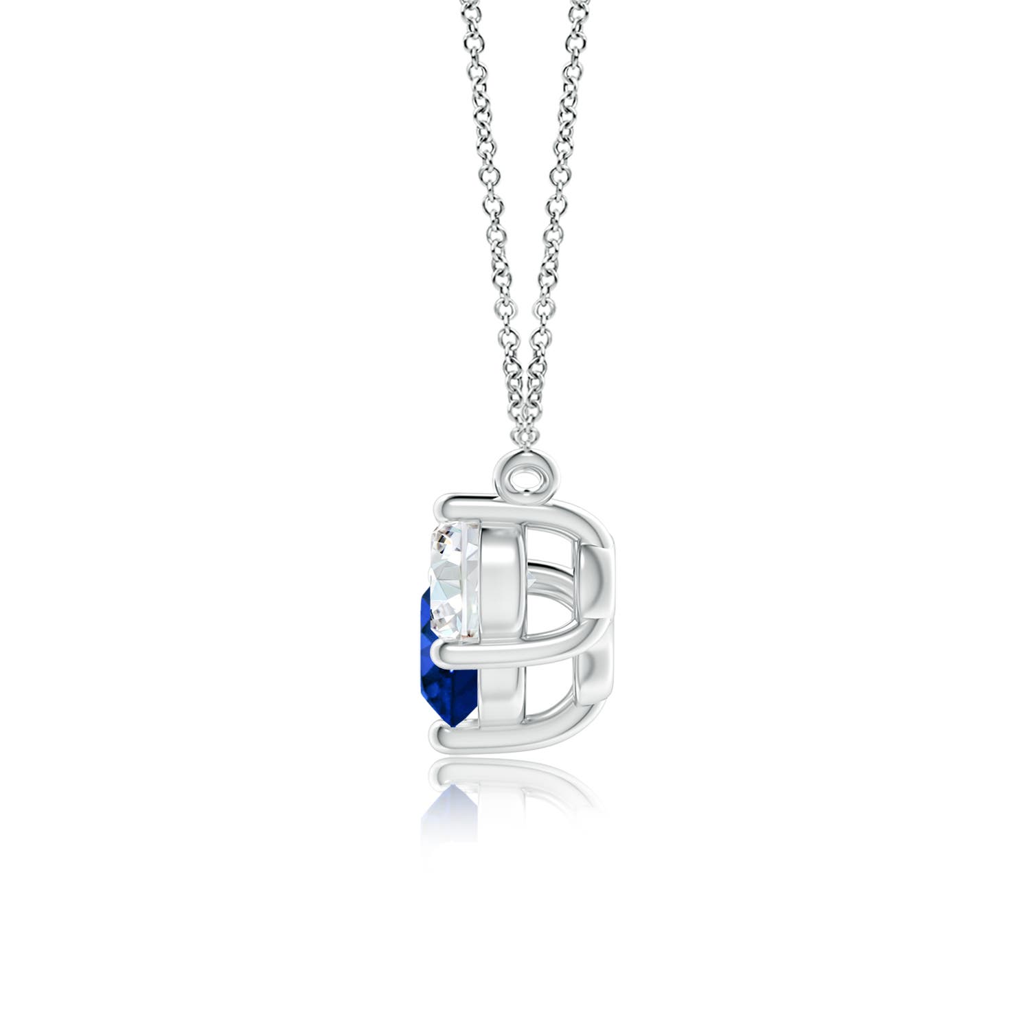 6mm AAAA Classic Sapphire and Diamond Necklace in White Gold