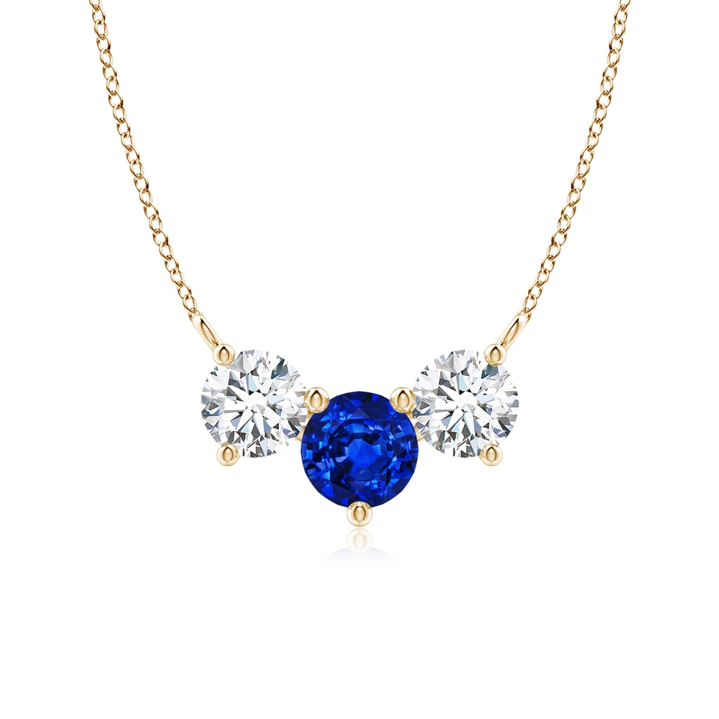 6mm Lab-Grown Classic Sapphire and Diamond Necklace in Yellow Gold