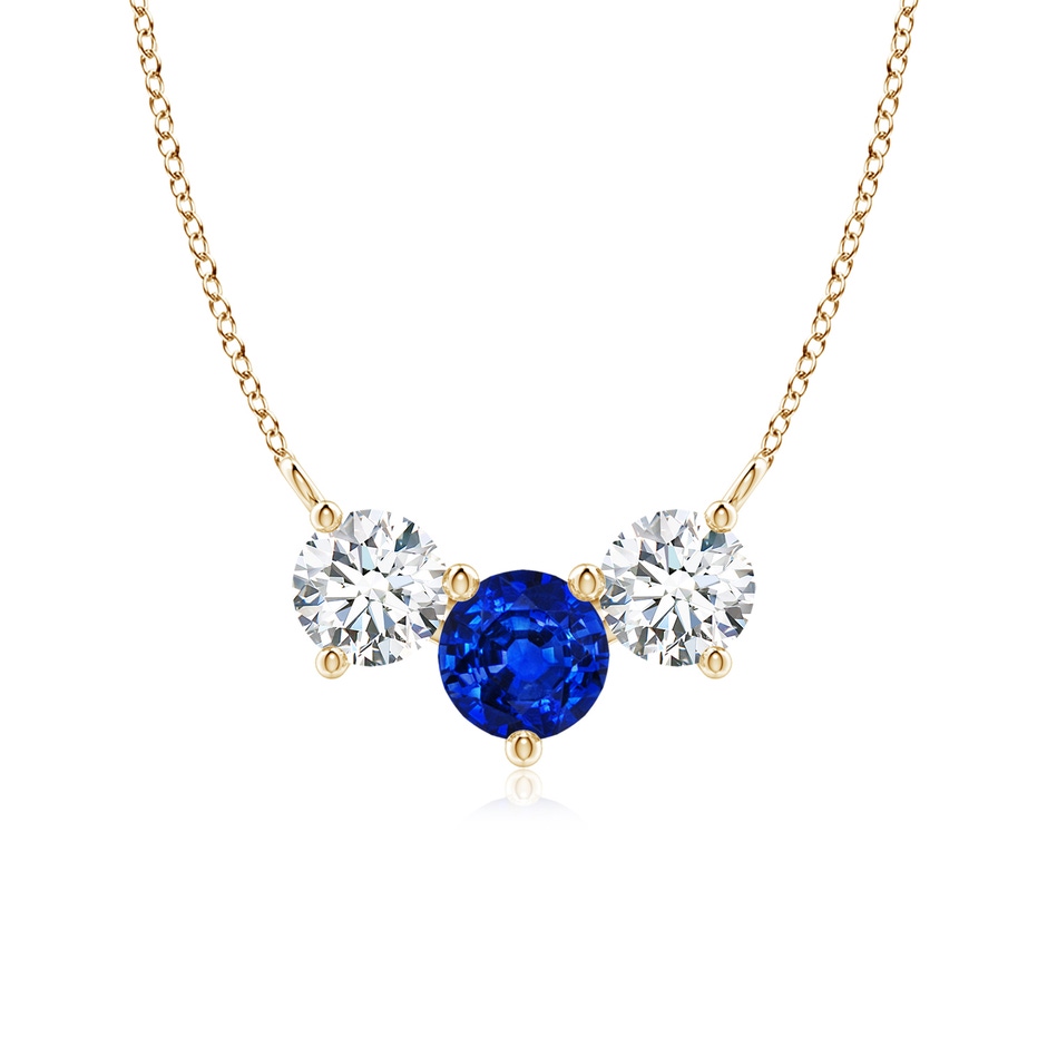 6mm Lab-Grown Classic Sapphire and Diamond Necklace in Yellow Gold 