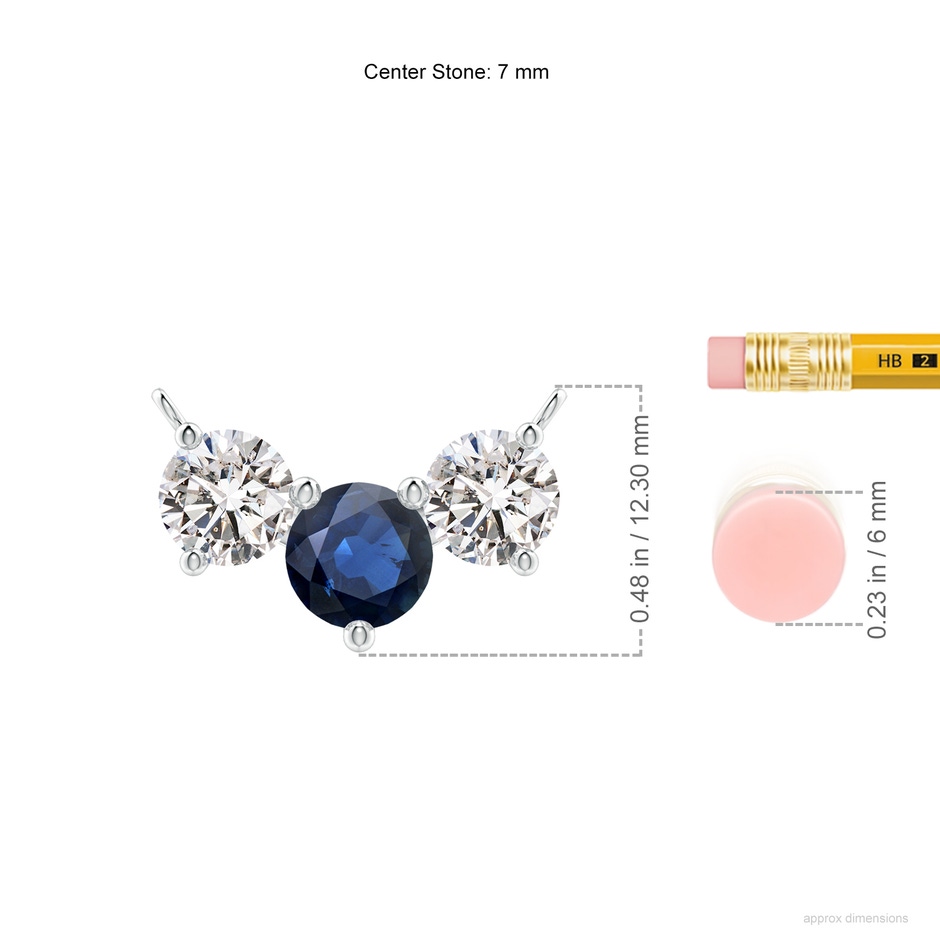 7mm AA Classic Sapphire and Diamond Necklace in P950 Platinum ruler