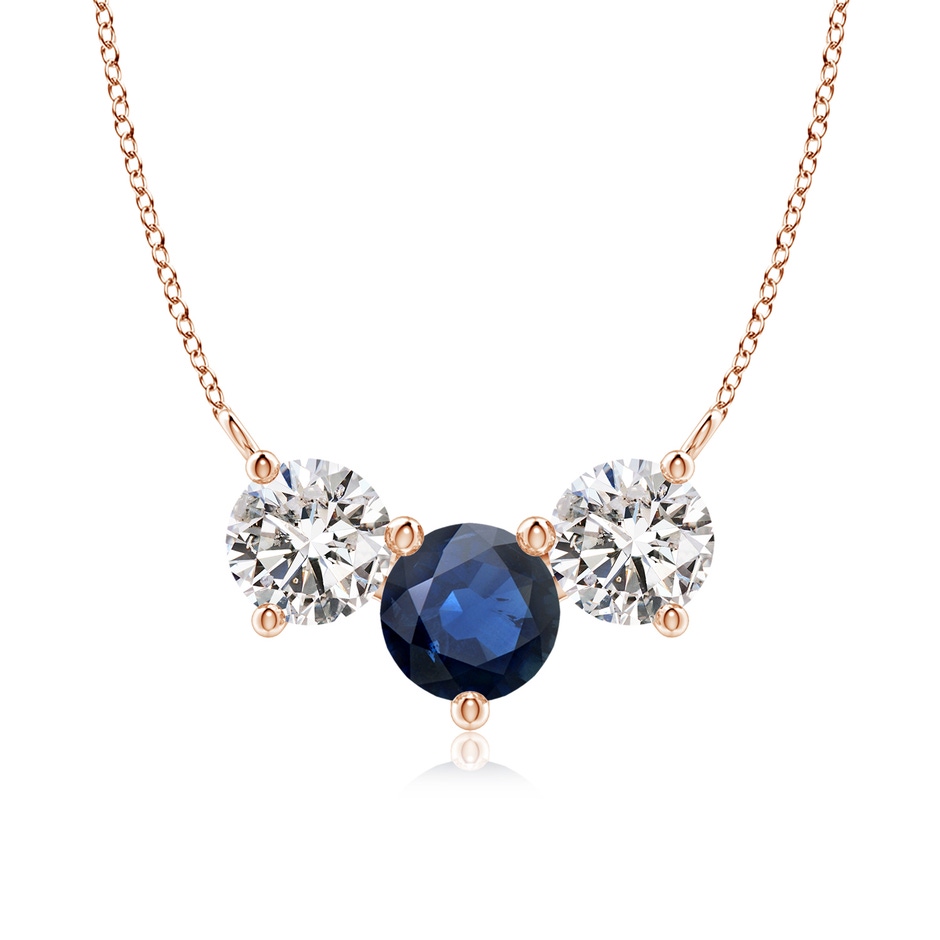 7mm AA Classic Sapphire and Diamond Necklace in Rose Gold 