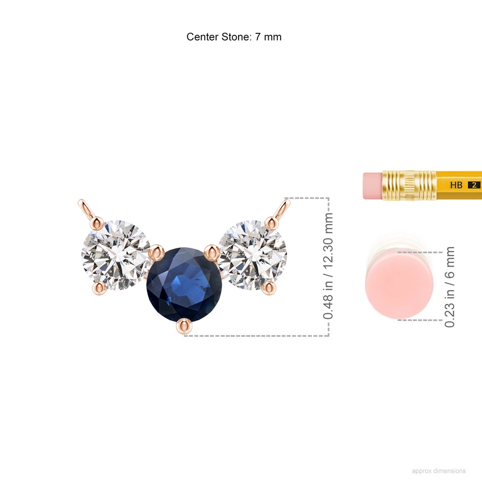 7mm AA Classic Sapphire and Diamond Necklace in Rose Gold ruler