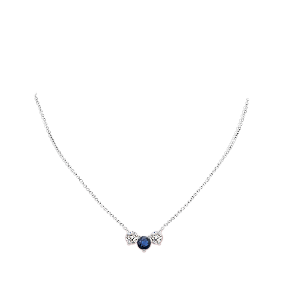 7mm AA Classic Sapphire and Diamond Necklace in White Gold pen