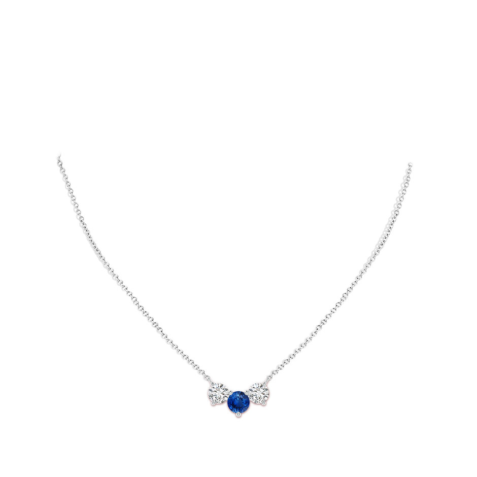 7mm AAA Classic Sapphire and Diamond Necklace in P950 Platinum pen