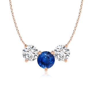 7mm AAA Classic Sapphire and Diamond Necklace in Rose Gold
