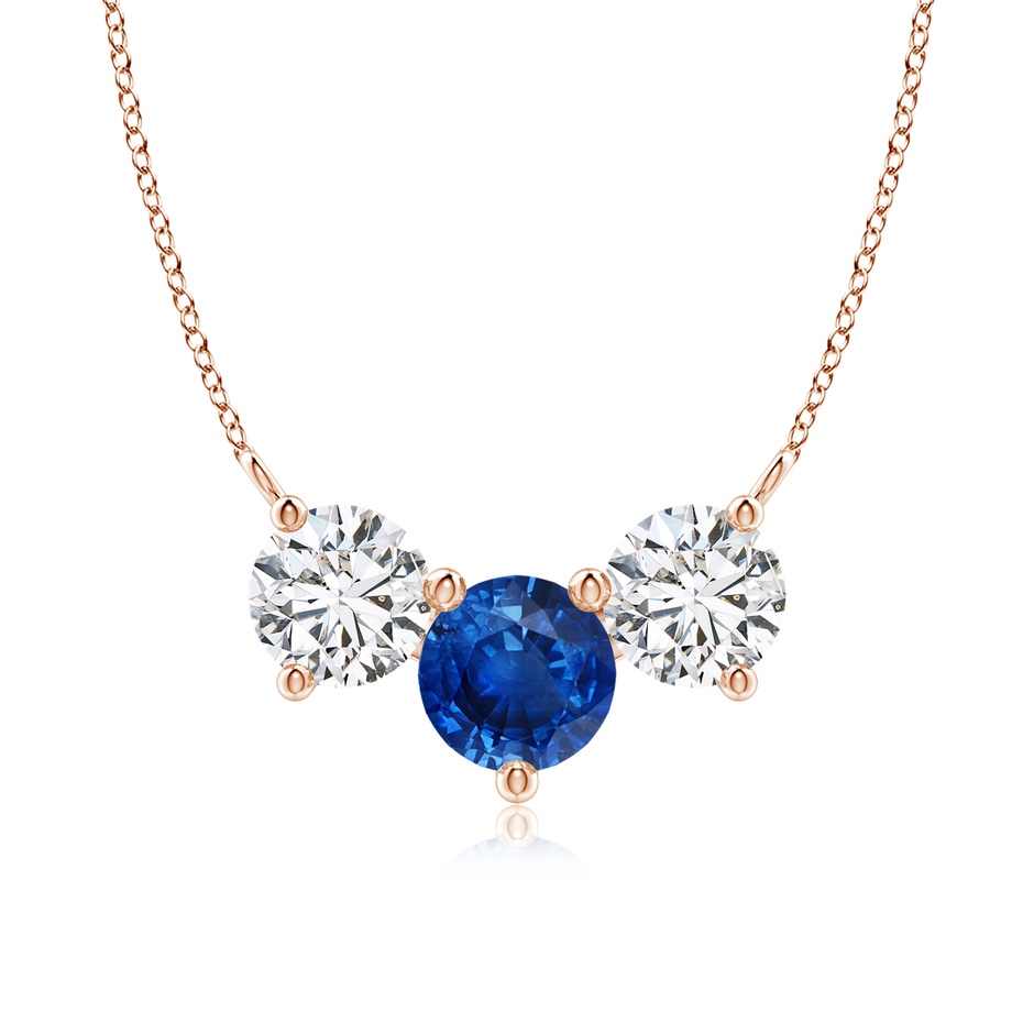7mm AAA Classic Sapphire and Diamond Necklace in Rose Gold 