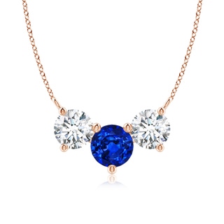 7mm AAAA Classic Sapphire and Diamond Necklace in 9K Rose Gold